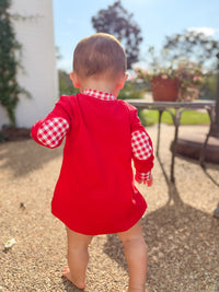 Boys Gingham French Knot Hearts, XOXO Embroidered Bubble