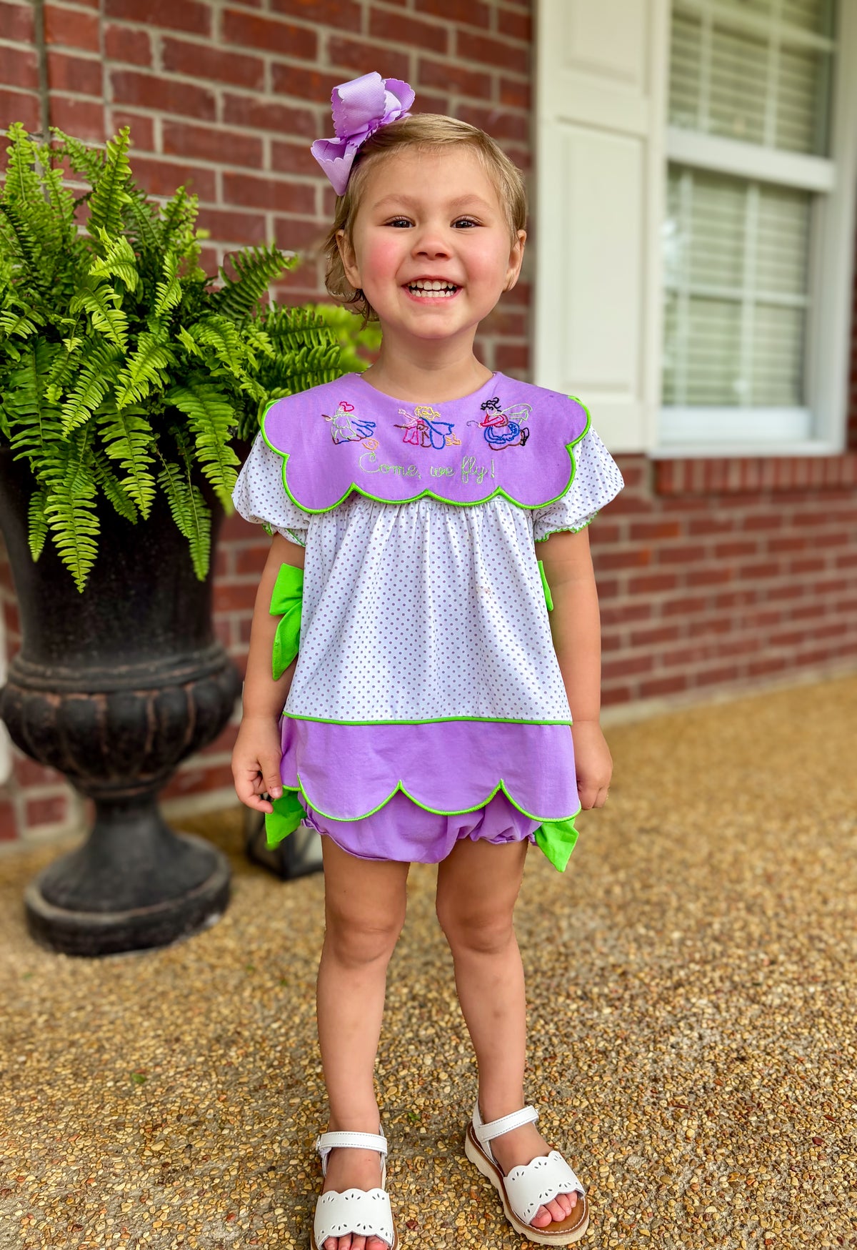 Girls Embroidered We Fly Bloomer Set