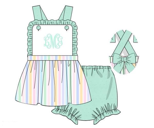 Girls Summer Stripes Bloomer Set and Dress