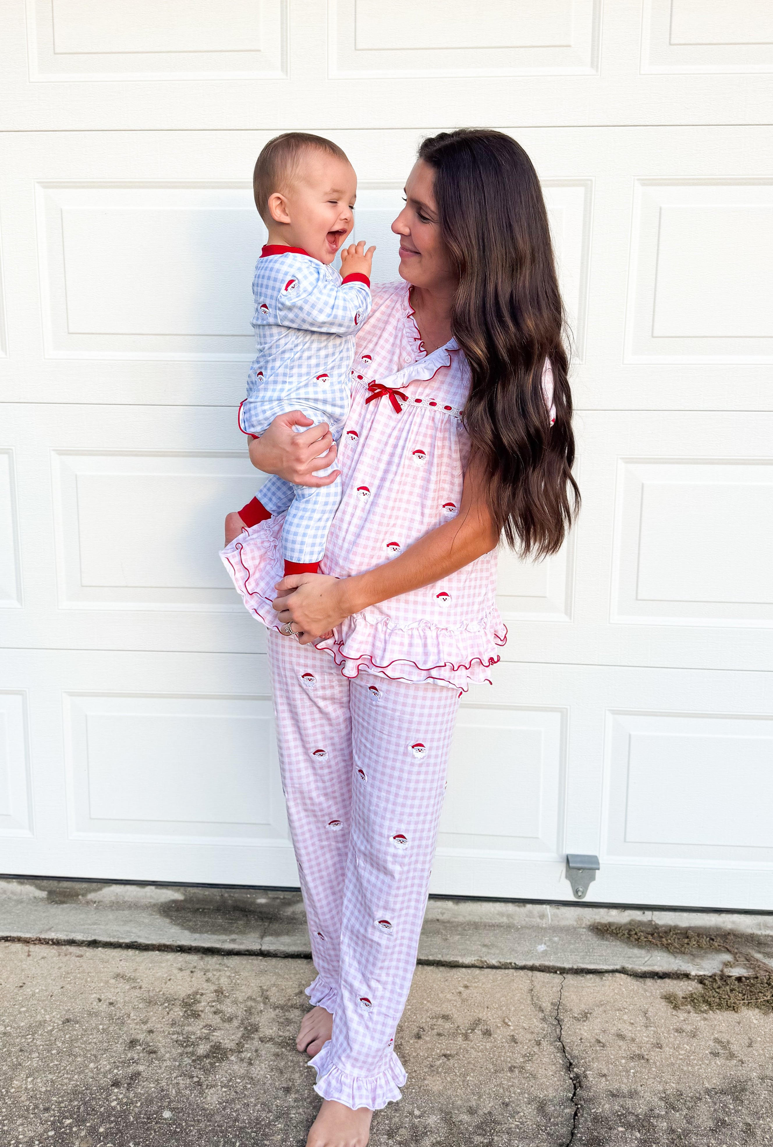 Women's Embroidered Santa Knit Lounge Pant Set