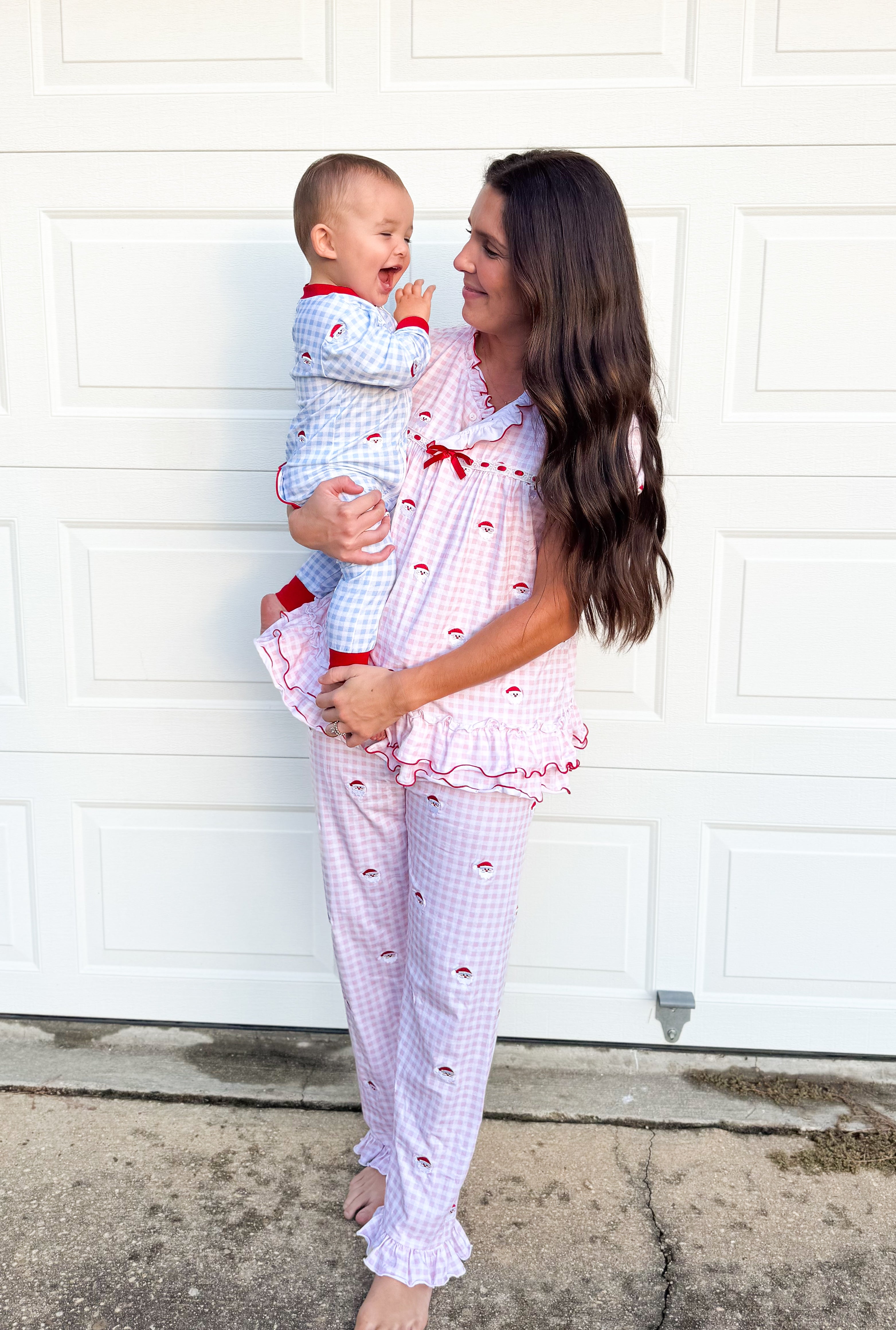 Women's Embroidered Santa Knit Lounge Pant Set