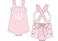 PRE ORDER Girls Bow Baseball Appliqué Sunsuit| ETA to LBS: LATE March