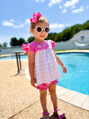 Girls French Knot Sunny & Bright Bubble Bloomer Set & Dress