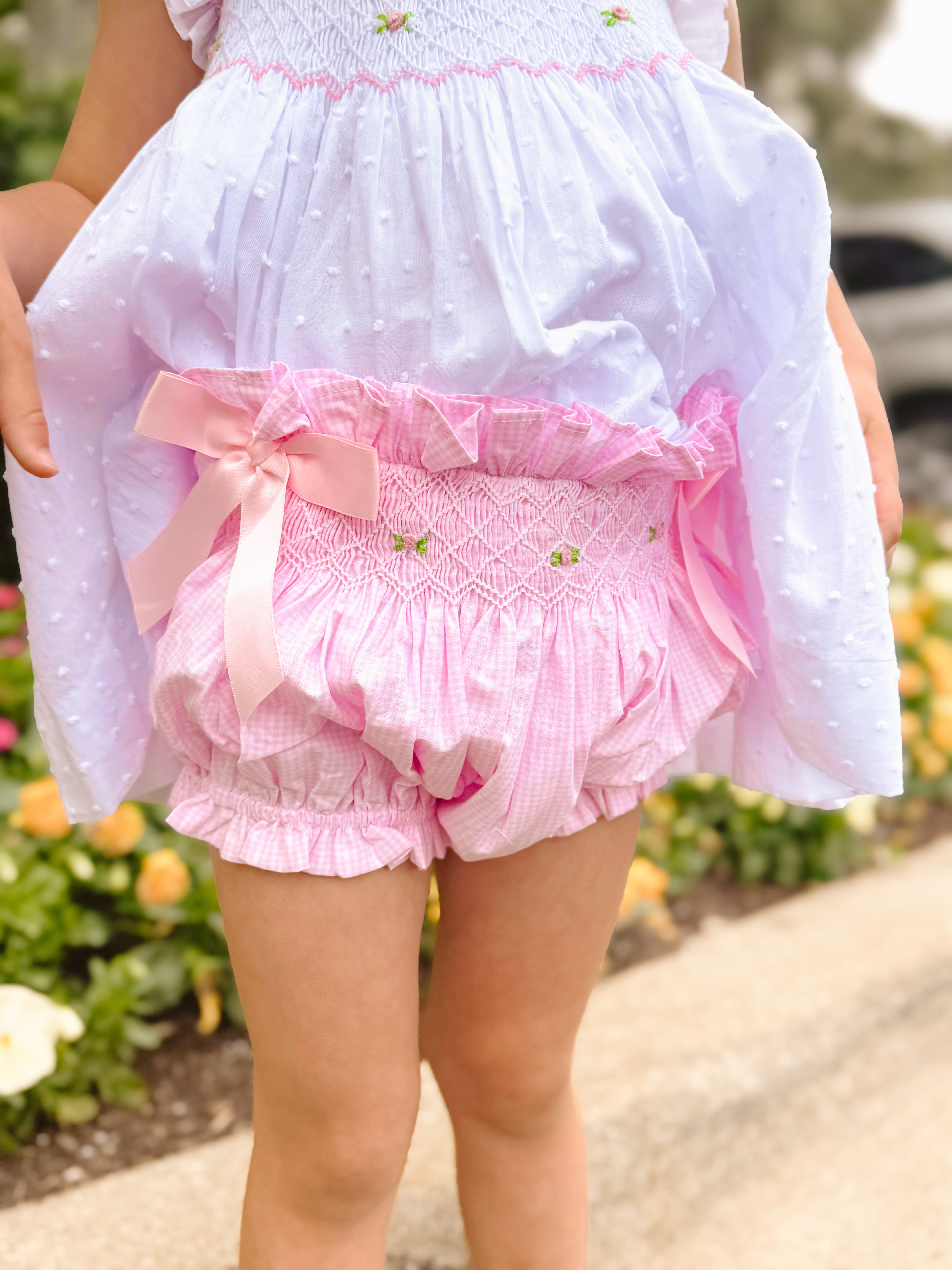 Girls White Swiss Dot Bloomer Set