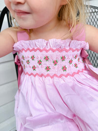Girls Floral Heirloom Smocked Bloomer Set & Dress