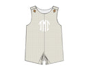 PRE ORDER Boys Tan Windowpane Romper ETA: MAY