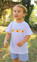 PRE ORDER Boys French Knot Rubber Ducks and Embroidered Easter Tractor Interchangeable Tops Short Set | ETA to LBS: LATE FEBRUARY