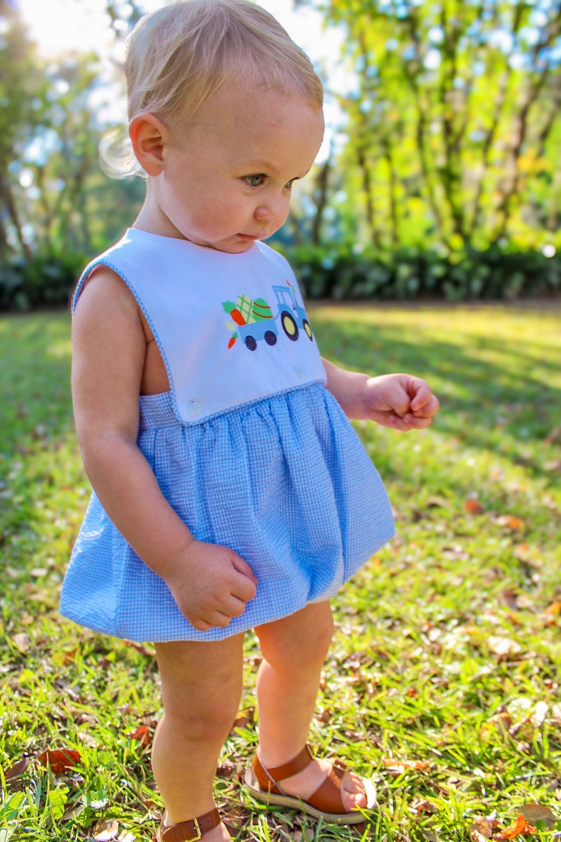 PRE ORDER Boys French Knot Rubber Ducks and Embroidered Easter Tractor Interchangeable Bubble | ETA to LBS: LATE FEBRUARY