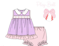 PRE ORDER Girls Play Ball Embroidered Bloomer Set | ETA to LBS: LATE March