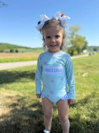 Girls “Summer Lovin’” Floral Daydream One-Piece Rash-Guard Swimsuit UPF 50+