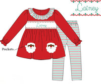 PRE ORDER Girls Custom Smock Dark Skin Santa Pocket Legging Set | ETA to LBS: OCTOBER