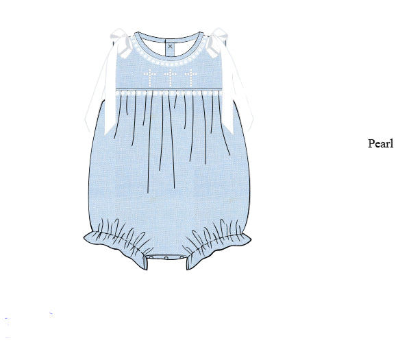 PRE ORDER Girls Linen Pearl Cross Bubble | ETA to LBS: LATE FEBRUARY