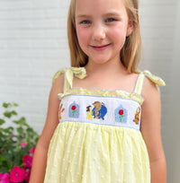 Girls Smocked Tale as Old as Time Bloomer Set & Dress