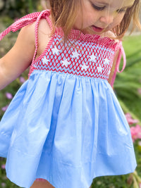 Girls Smocked Liberty Lane Bloomer Set & Dress