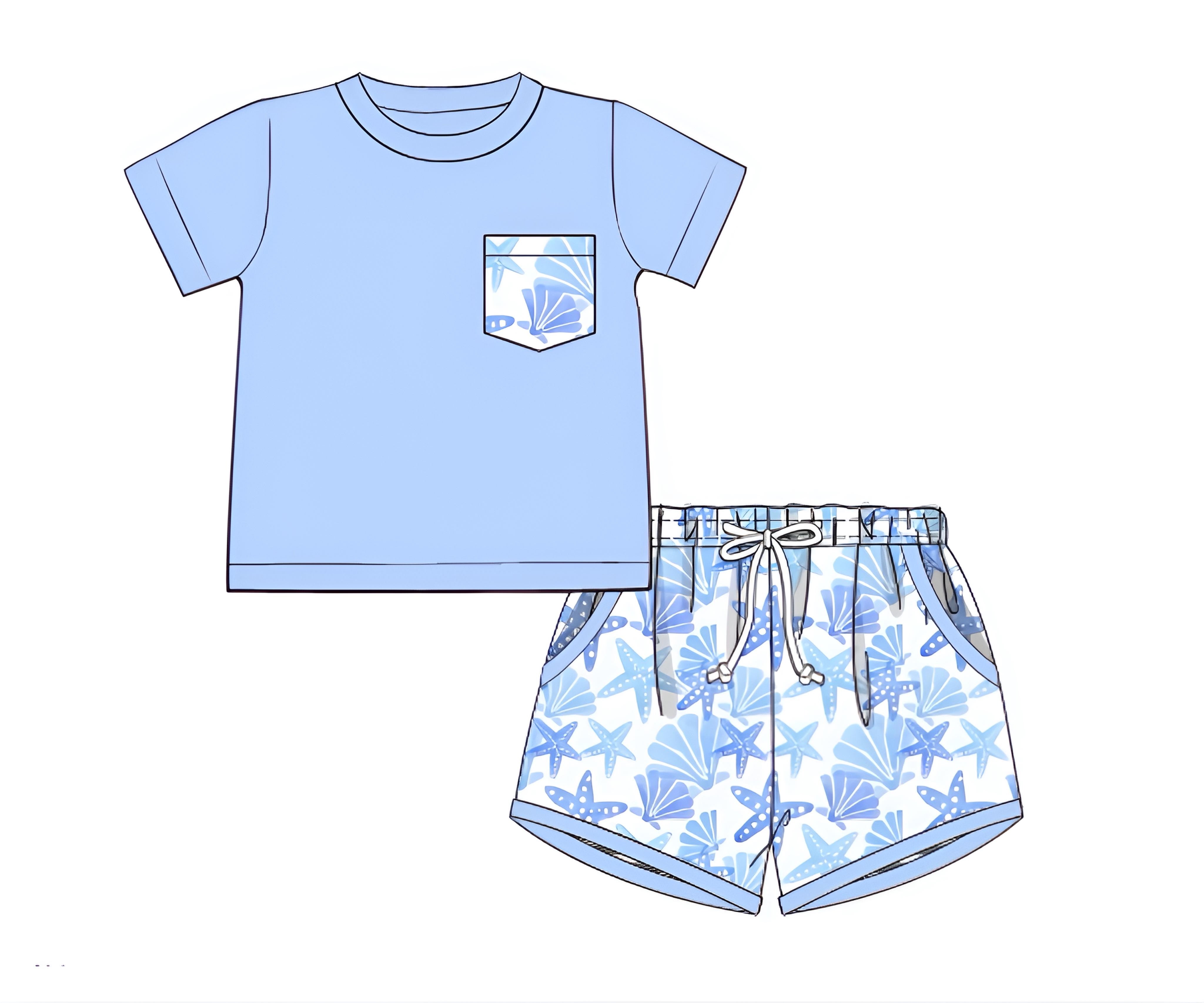 PRE ORDER Boys Watercolor Sea Creatures Short Set ETA: MAY