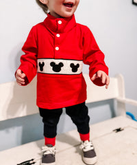 Boys Mouse Smocked Pullover Jogger Set