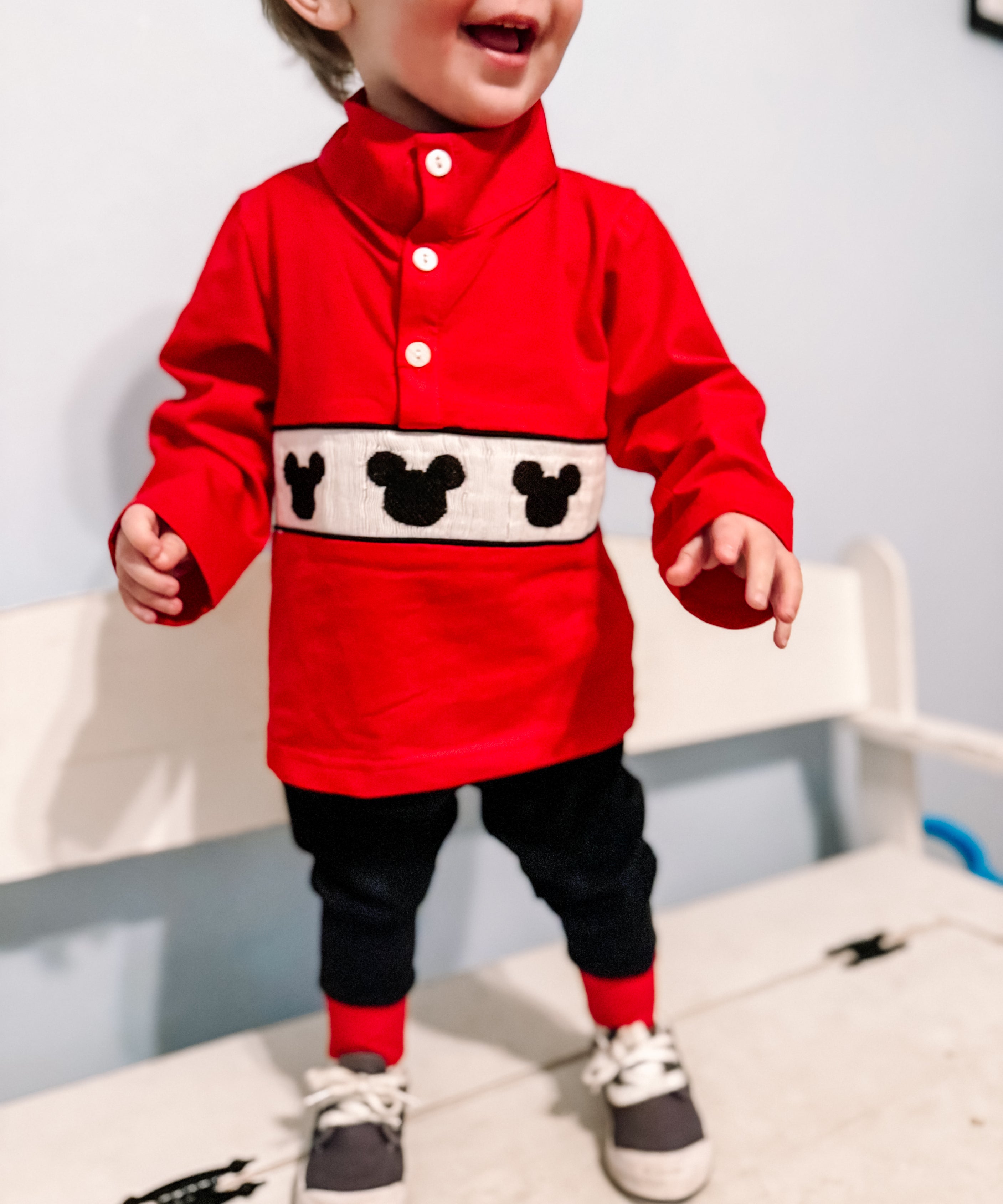 Boys Mouse Smocked Pullover Jogger Set