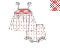 PRE ORDER Cherry Smock Bloomer Set ETA: APRIL