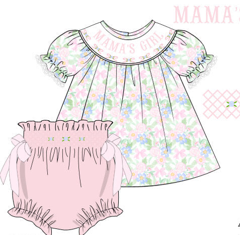 PRE ORDER Girls Mama’s Girl Mother’s Day Smock Bloomer Set | ETA to LBS: March