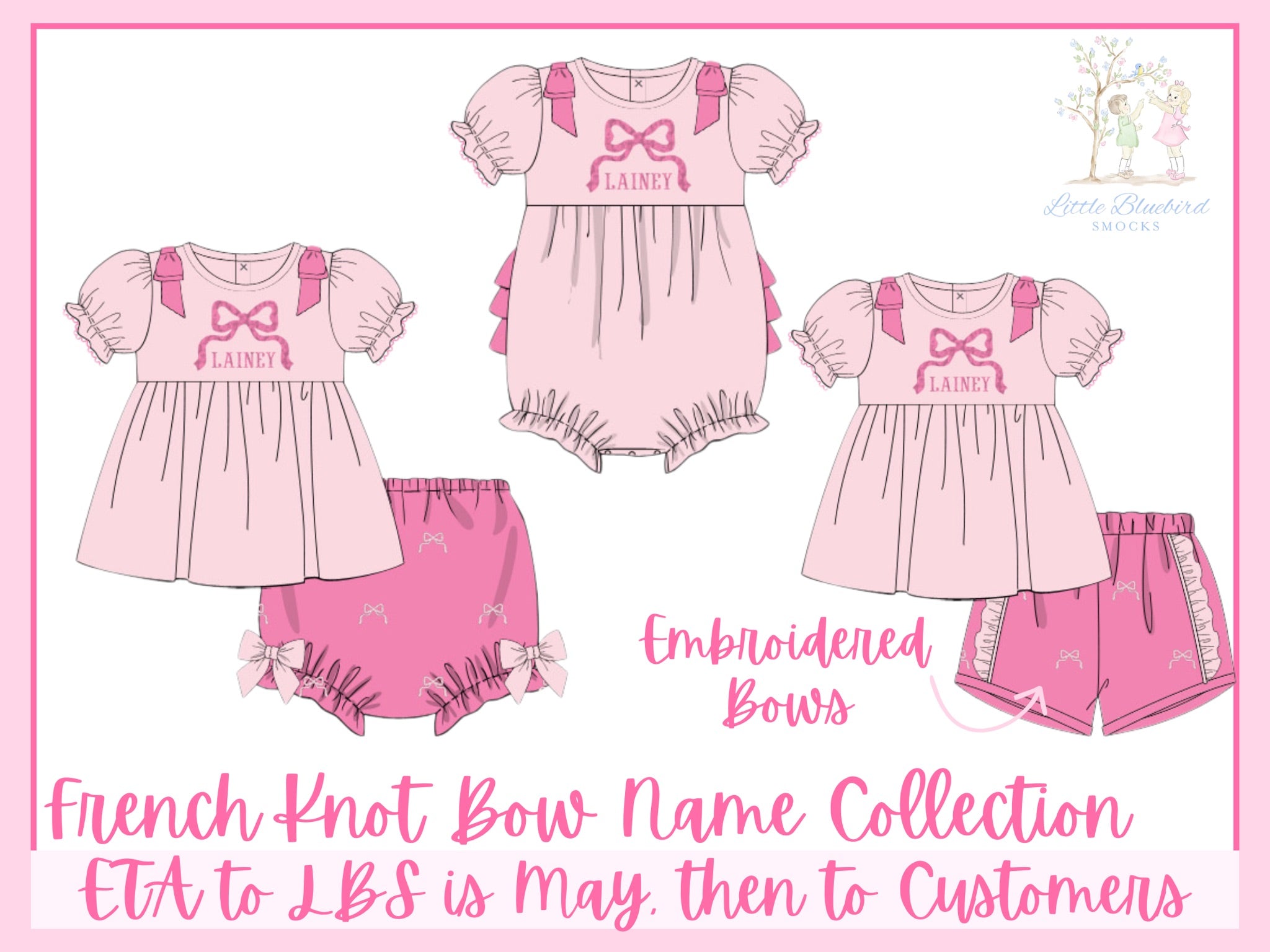 Girls French Knot Bow Bloomer Set