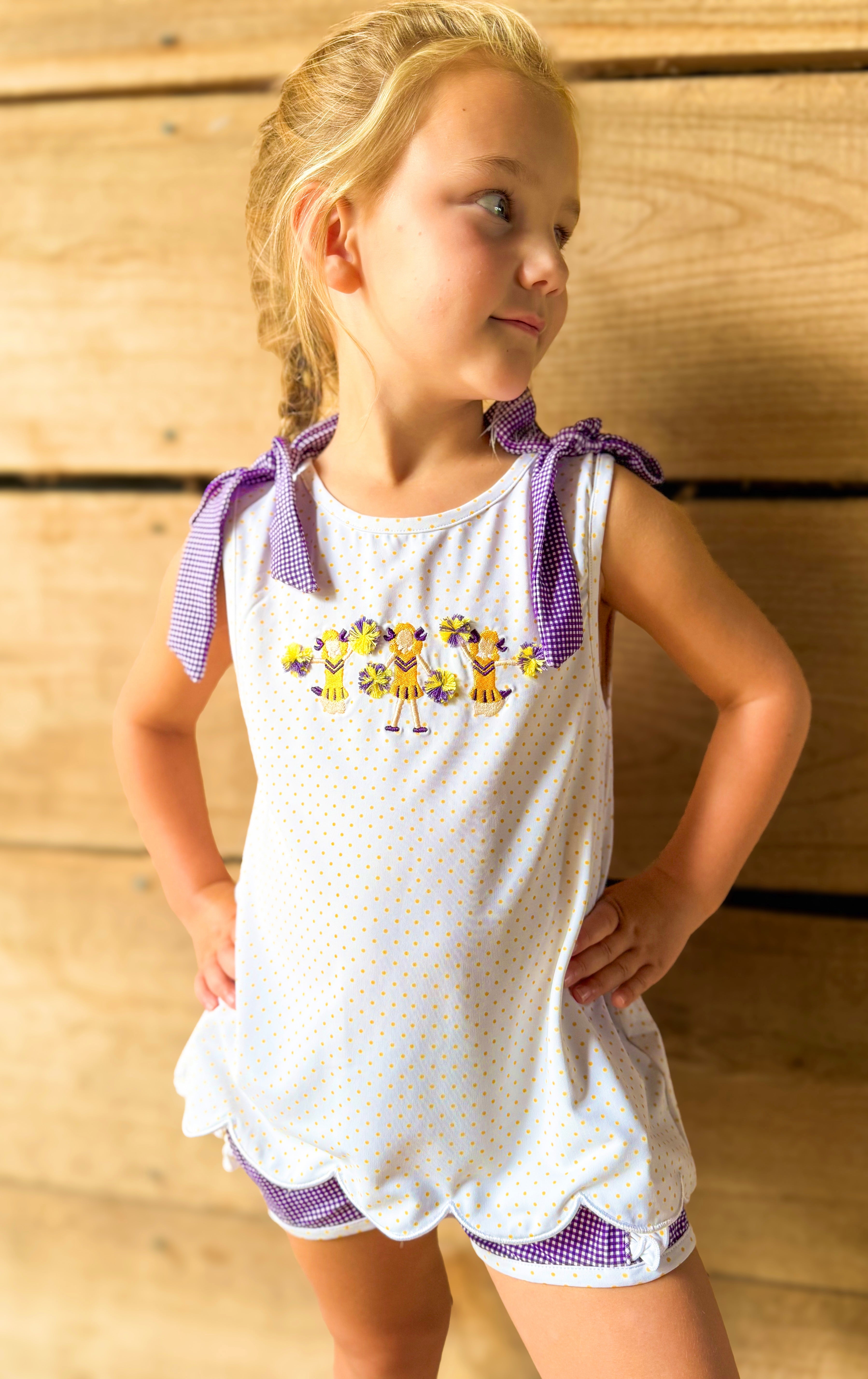 Purple & Gold Cheerleader Short Set