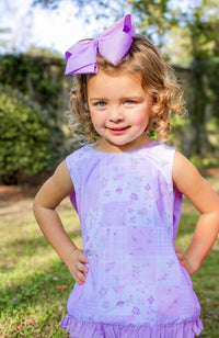 Girls Purple Petal Patchwork Short Set