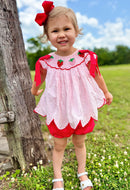 Girls Smocked Berry Sweet Bloomer Set & Dress