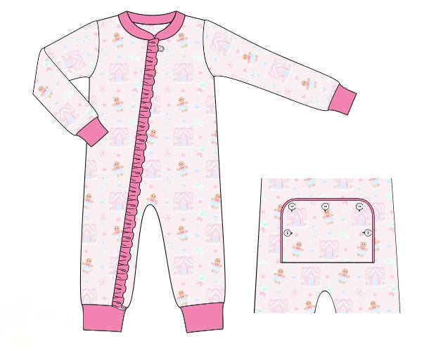 PRE ORDER Girls Gingerbread Dreams Knit Lounge Footie | ETA to LBS: OCTOBER