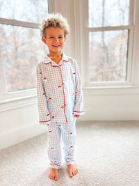 Boys Embroidered Santa Knit Lounge Set
