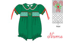 PRE ORDER Girls Embroidered Candy Cane Corduroy Christmas Bubble | ETA to LBS: OCTOBER