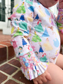 Girls Princess Parade Long Sleeve Rashguard Swimsuit- UPF 50+