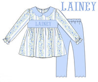 PRE ORDER Girls Custom Smock Winter Blooms Legging Set | ETA to LBS: DECEMBER