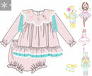 PRE ORDER Girls Hand Embroidered Sugar Plum Dreams Bloomer Set & Dress | ETA to LBS: OCTOBER