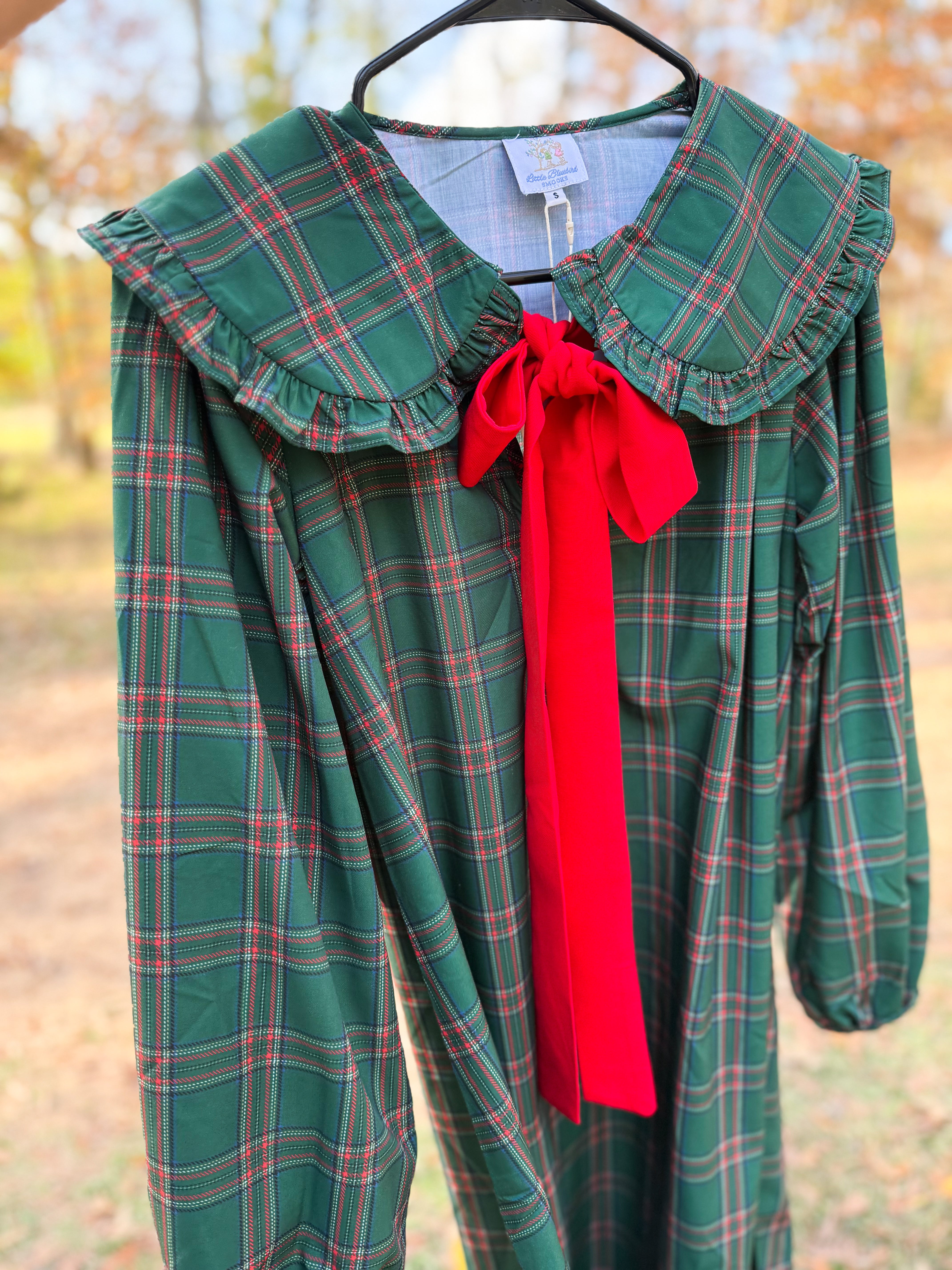 Womens Evergreen Plaid Midi Dress