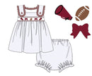 Girls Embroidered Swiss Dot Team Spirit Bloomer Set & Dress