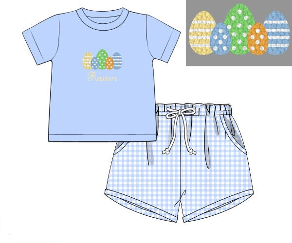 PRE ORDER Boys French Knot Easter Eggs Short Set | ETA to LBS: FEBRUARY