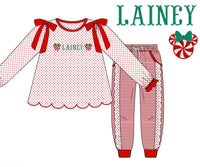 PRE ORDER Girls Custom French Knot Peppermint Mouse Jogger Set | ETA to LBS: OCTOBER