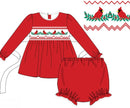 PRE ORDER Girls Smocked Christmas Cardinals Bloomer Set & Dress | ETA to LBS: OCTOBER