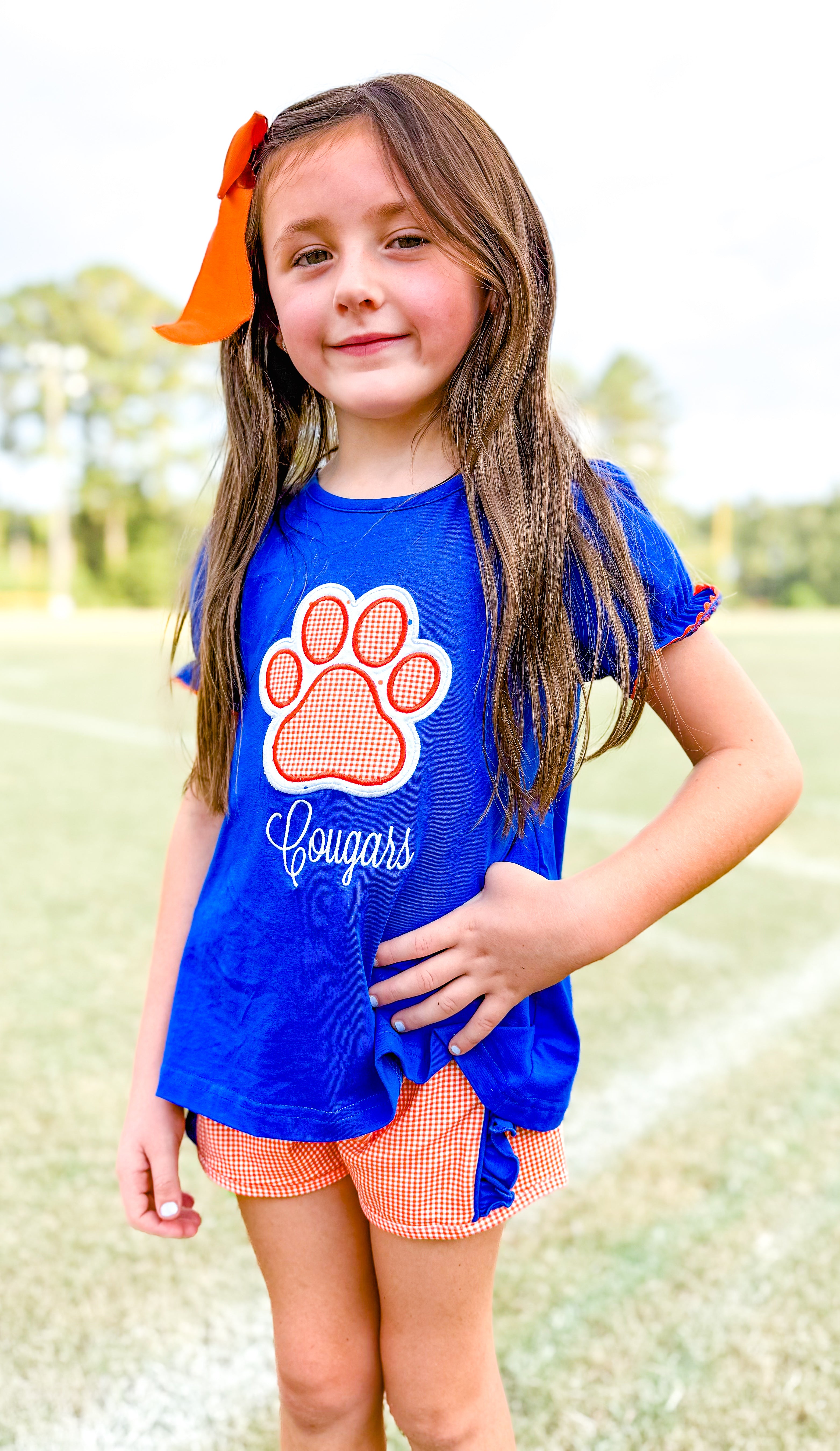 Paw Print Appliqué “Cougars” Short Set