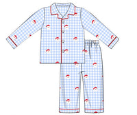 Boys Embroidered Santa Knit Lounge Set