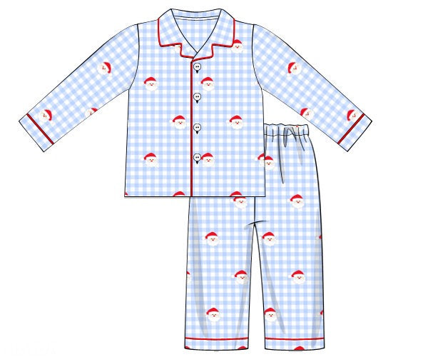 Boys Embroidered Santa Knit Lounge Set