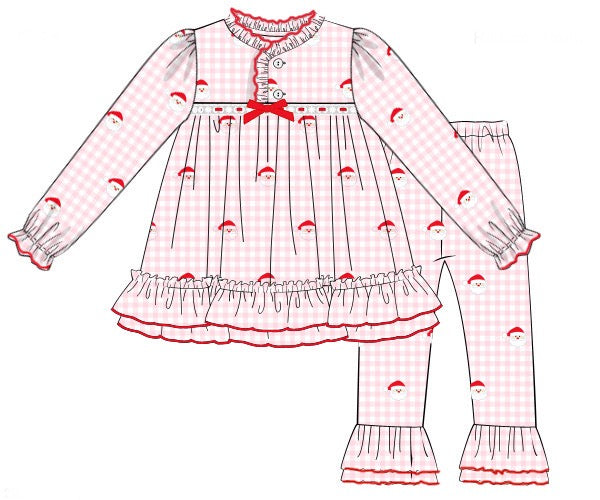Girls Embroidered Santa Knit Lounge Set