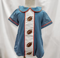 Boys Navy & Orange Hand Embroidered Football Bubble