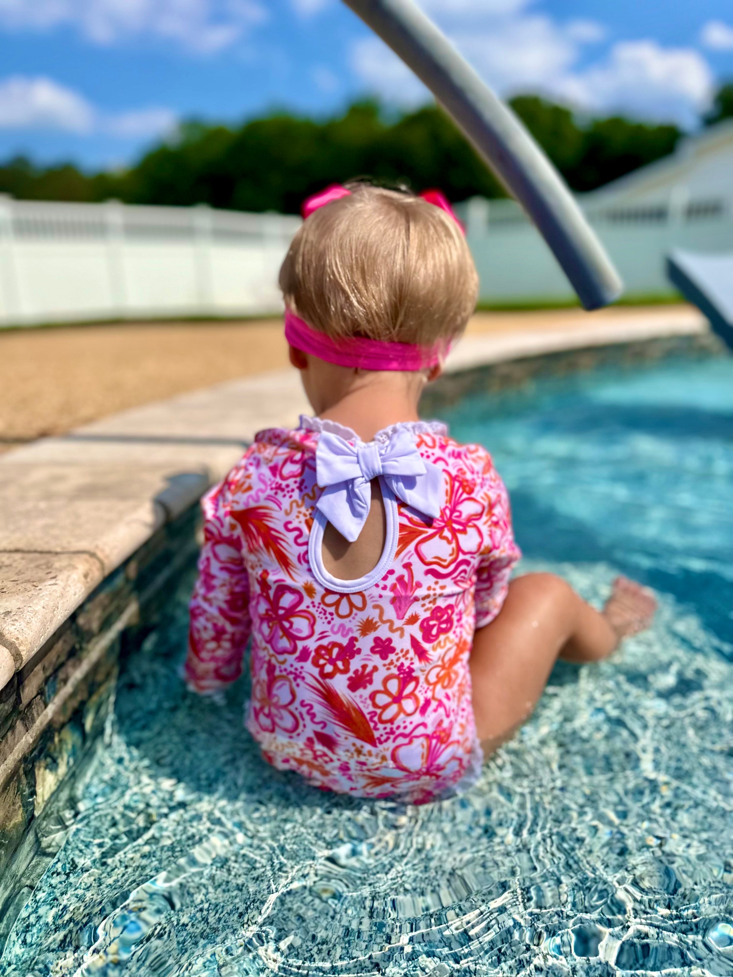 PRE ORDER Girls Tropical Long Sleeve Rashguard Swimsuit ETA: APRIL