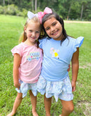Girls Appliqué 2-Tops School Floral Skort Set