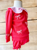 Girls Bow Cardigan Bloomer Set