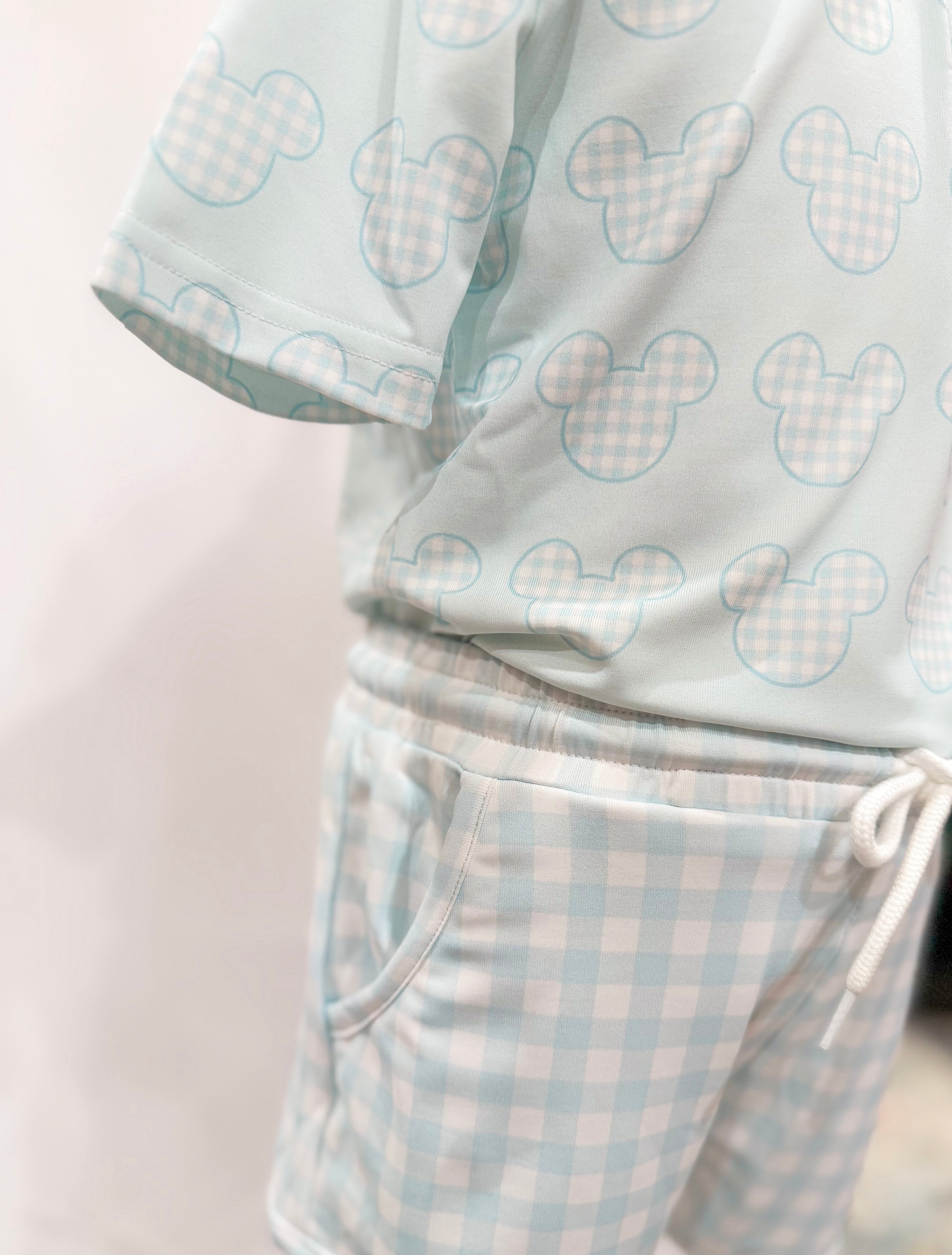 Boys Gingham Mouse Short Set RTS