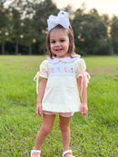 Girls Embroidered First Day Finest Bloomer Set & Dress