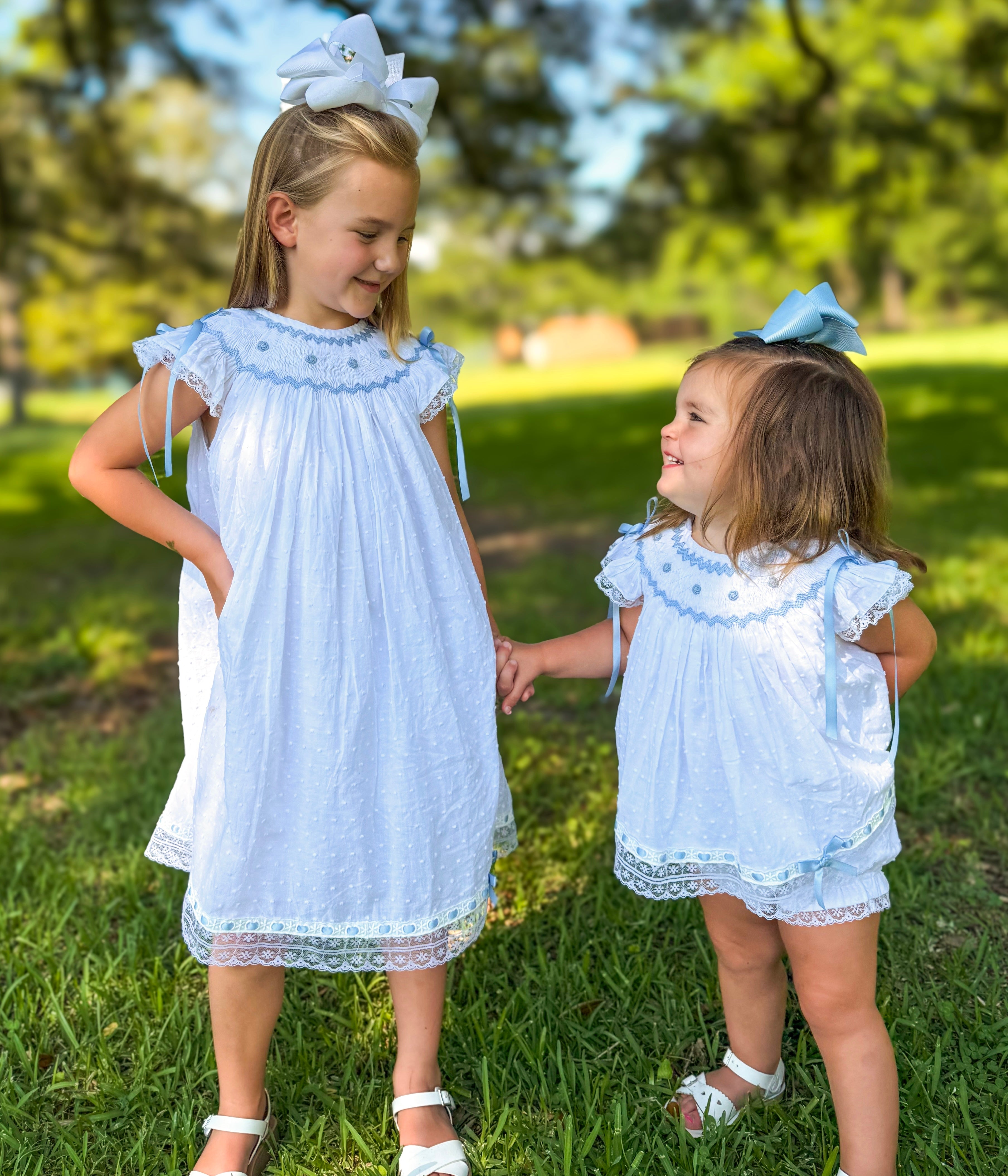 Timeless Traditions White Swiss Dot Collection BLUE Bloomer Set