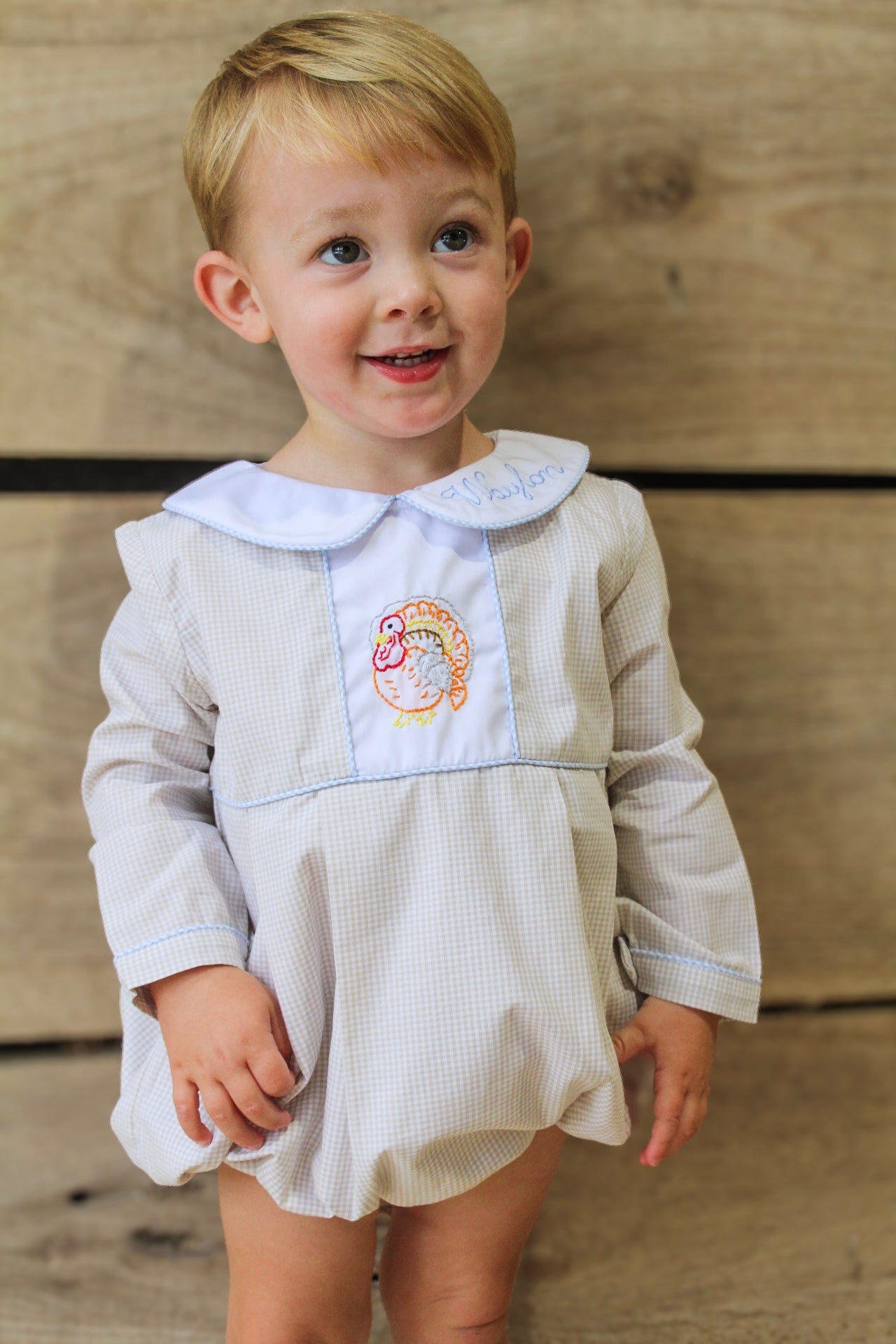PRE ORDER Boys Hand Embroidered Classic Turkey Bubble | ETA to LBS: SEPTEMBER